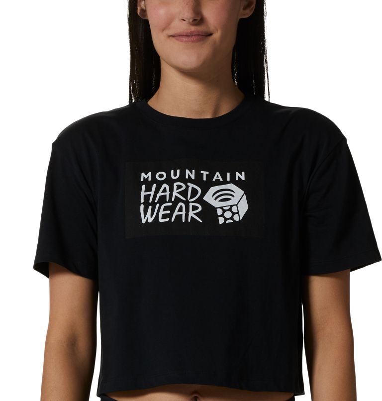 Black Women's Mountain Hardwear MHW Logo Crop T Shirts | UK-751649