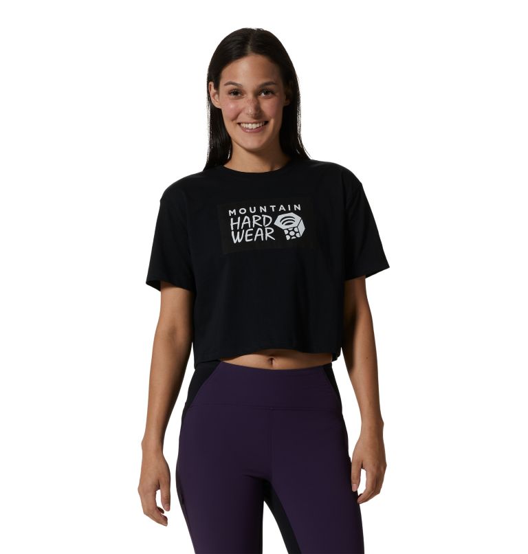 Black Women\'s Mountain Hardwear MHW Logo Crop T Shirts | UK-751649