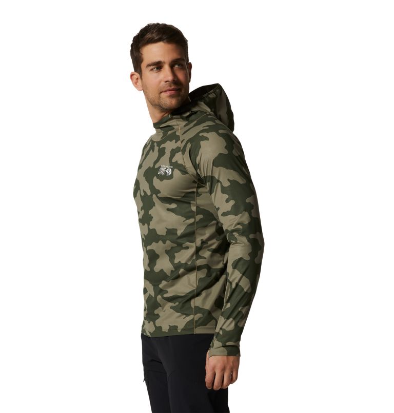 Grey Green Camo Men's Mountain Hardwear Mountain Stretch™ Hoodie | UK-270481