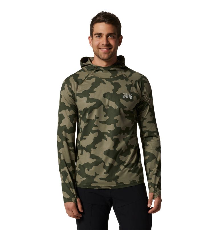 Grey Green Camo Men\'s Mountain Hardwear Mountain Stretch™ Hoodie | UK-270481