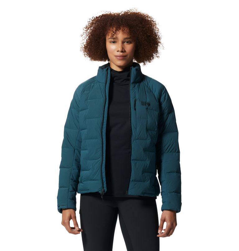 Light Blue Women's Mountain Hardwear Stretchdown™ High-Hip Jackets | UK-496520